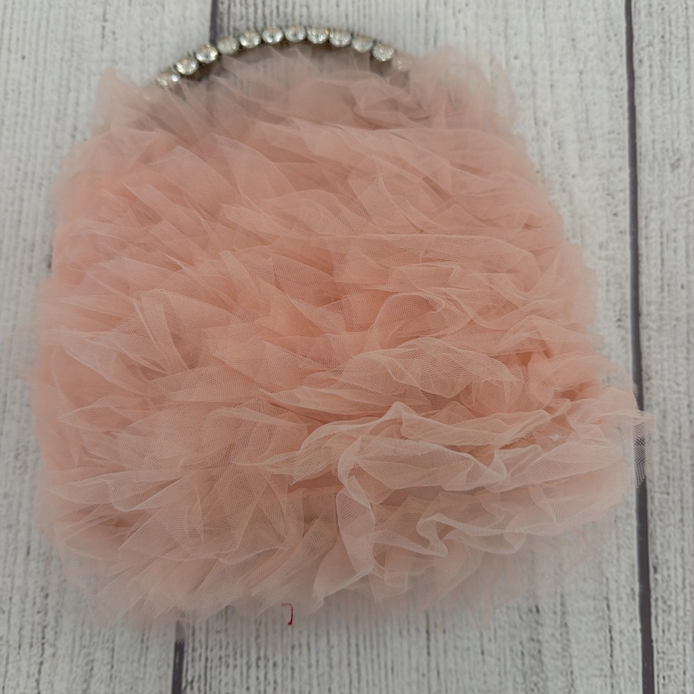 Alessia Jewel Purse Pink Tulle Ruffle Rhinestone Evening Bag Prom Wedding Girly - Picture 5 of 7
